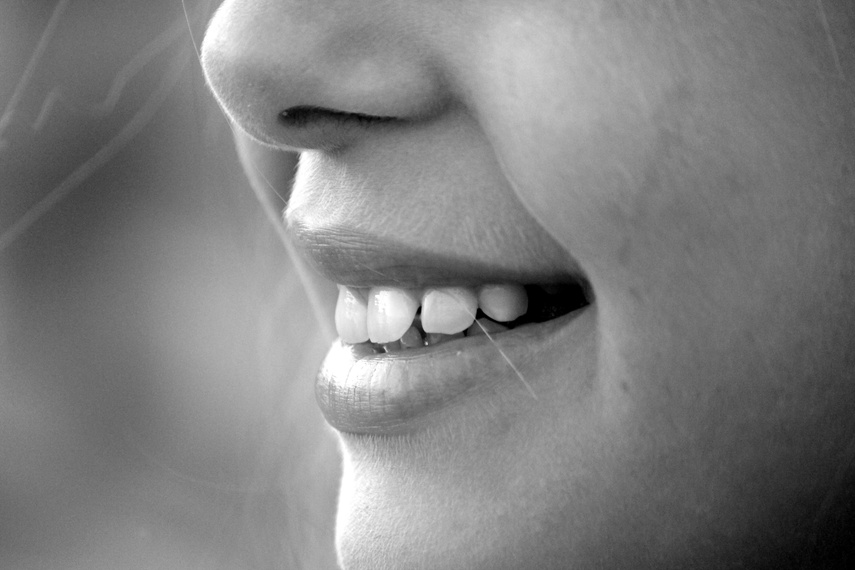 Black and White Close-up of a Woman's Mouth